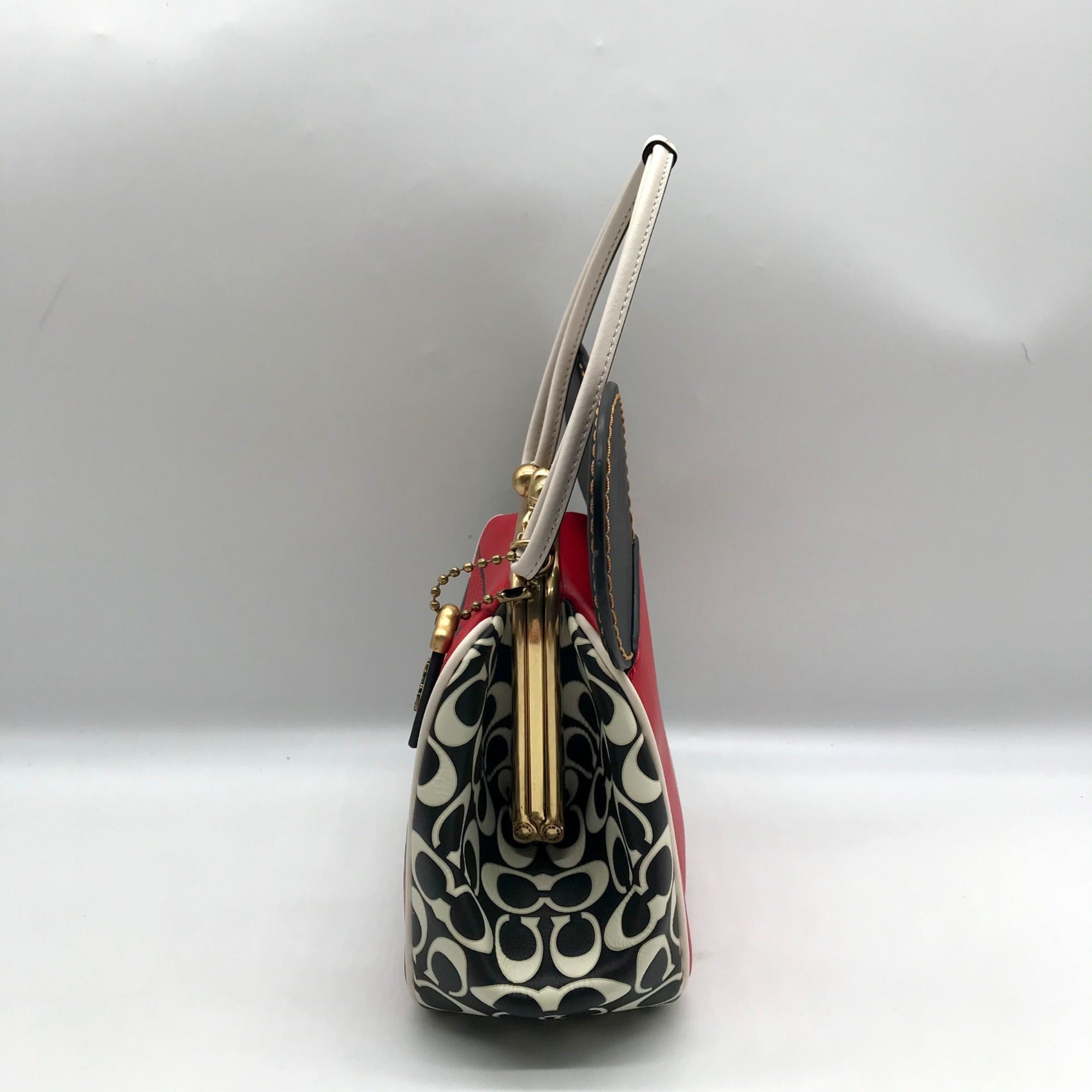 Coach Red Leather Disney Mickey Mouse X Keith Haring Shoulder Bag