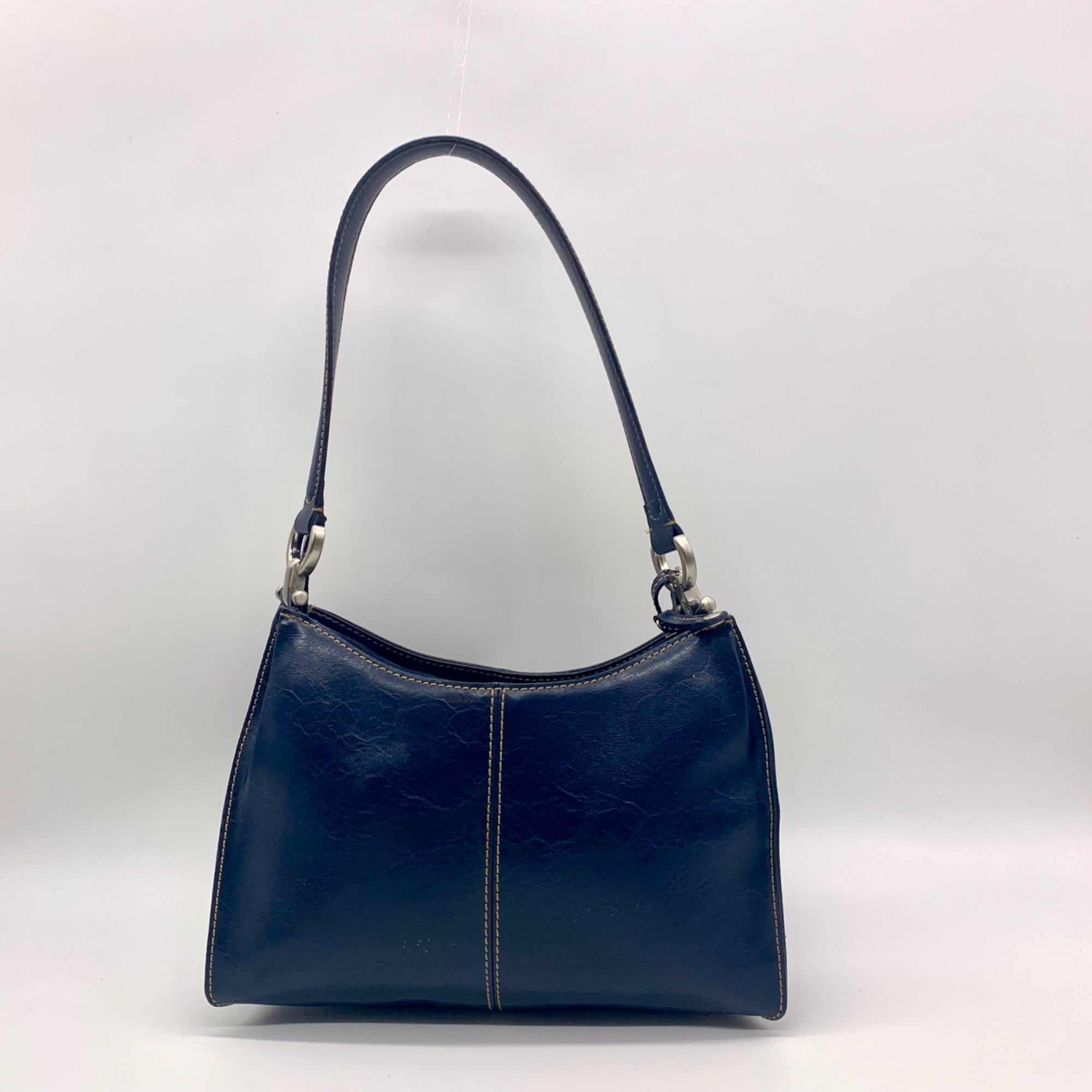 Liz Claiborne Navy Blue Faux Leather Shoulder Bag