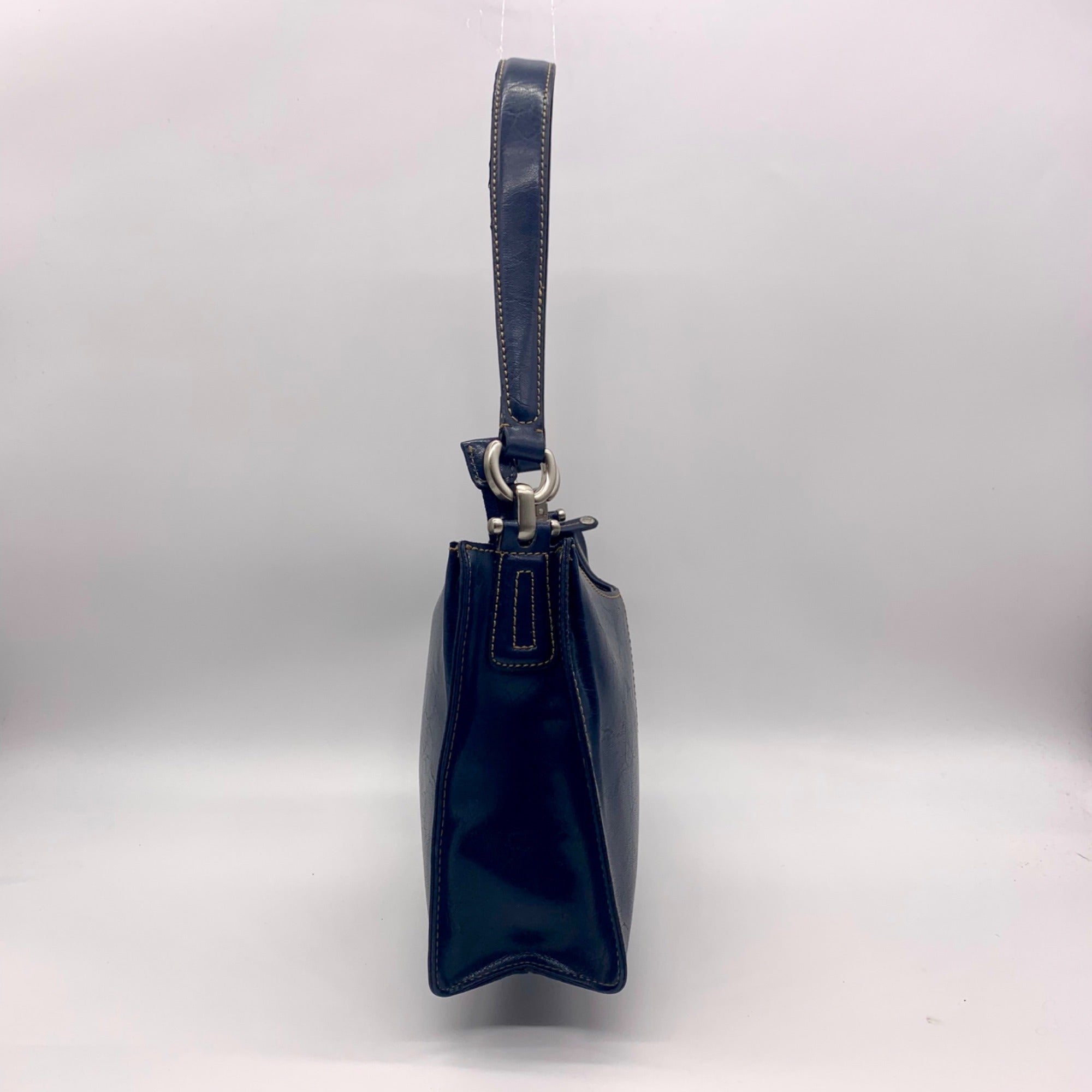 Liz Claiborne Navy Blue Faux Leather Shoulder Bag