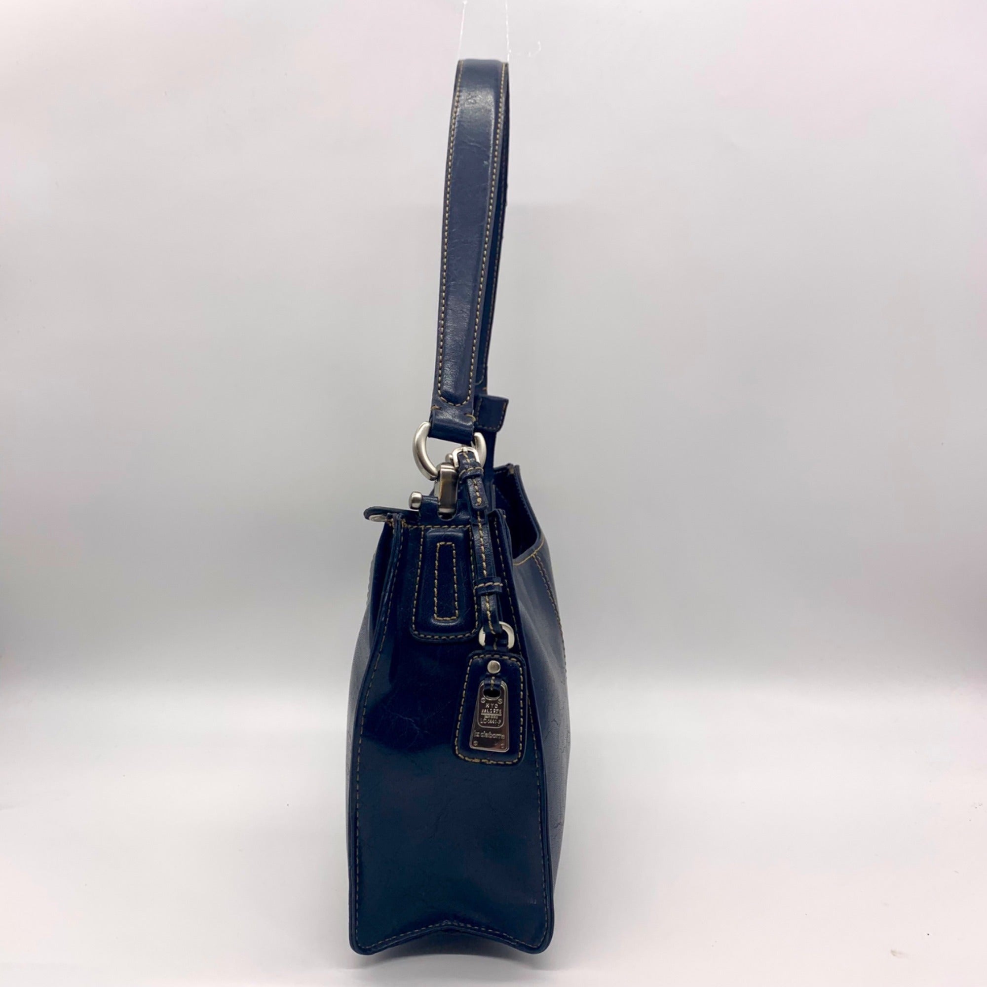 Liz Claiborne Navy Blue Faux Leather Shoulder Bag