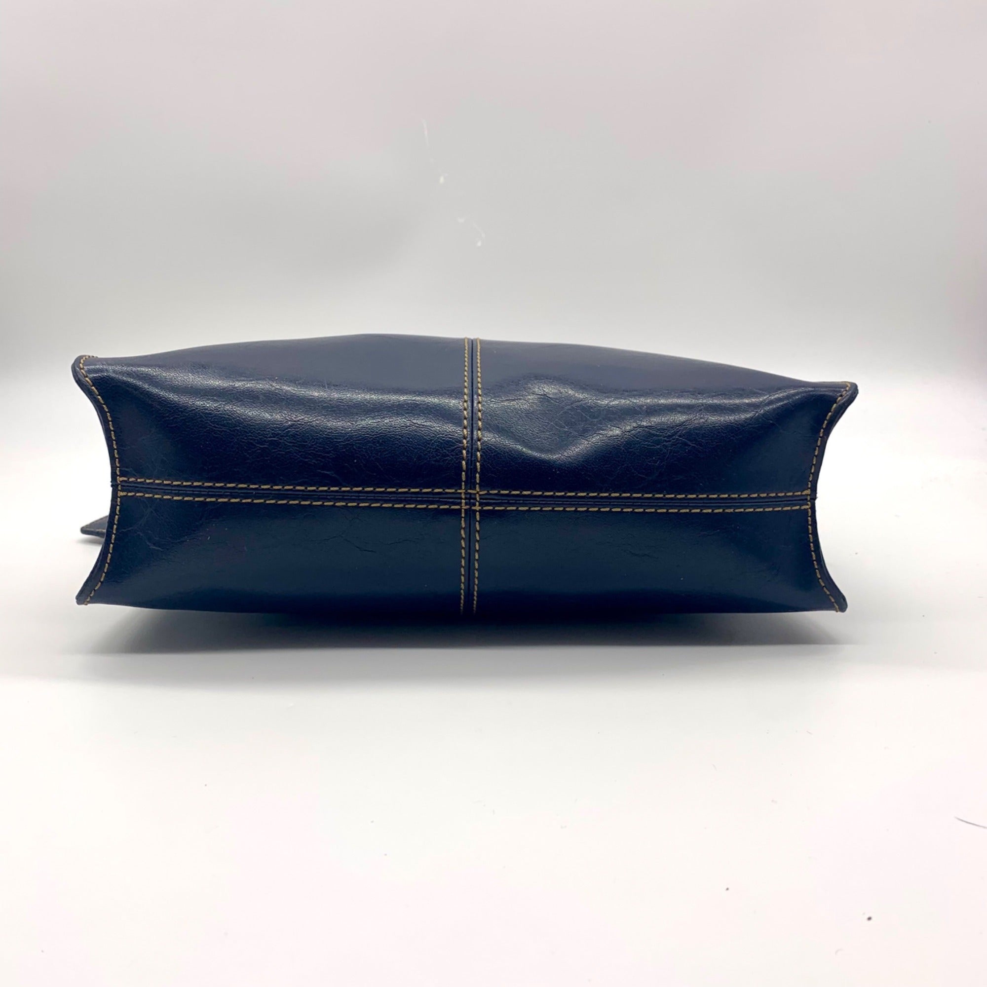 Liz Claiborne Navy Blue Faux Leather Shoulder Bag