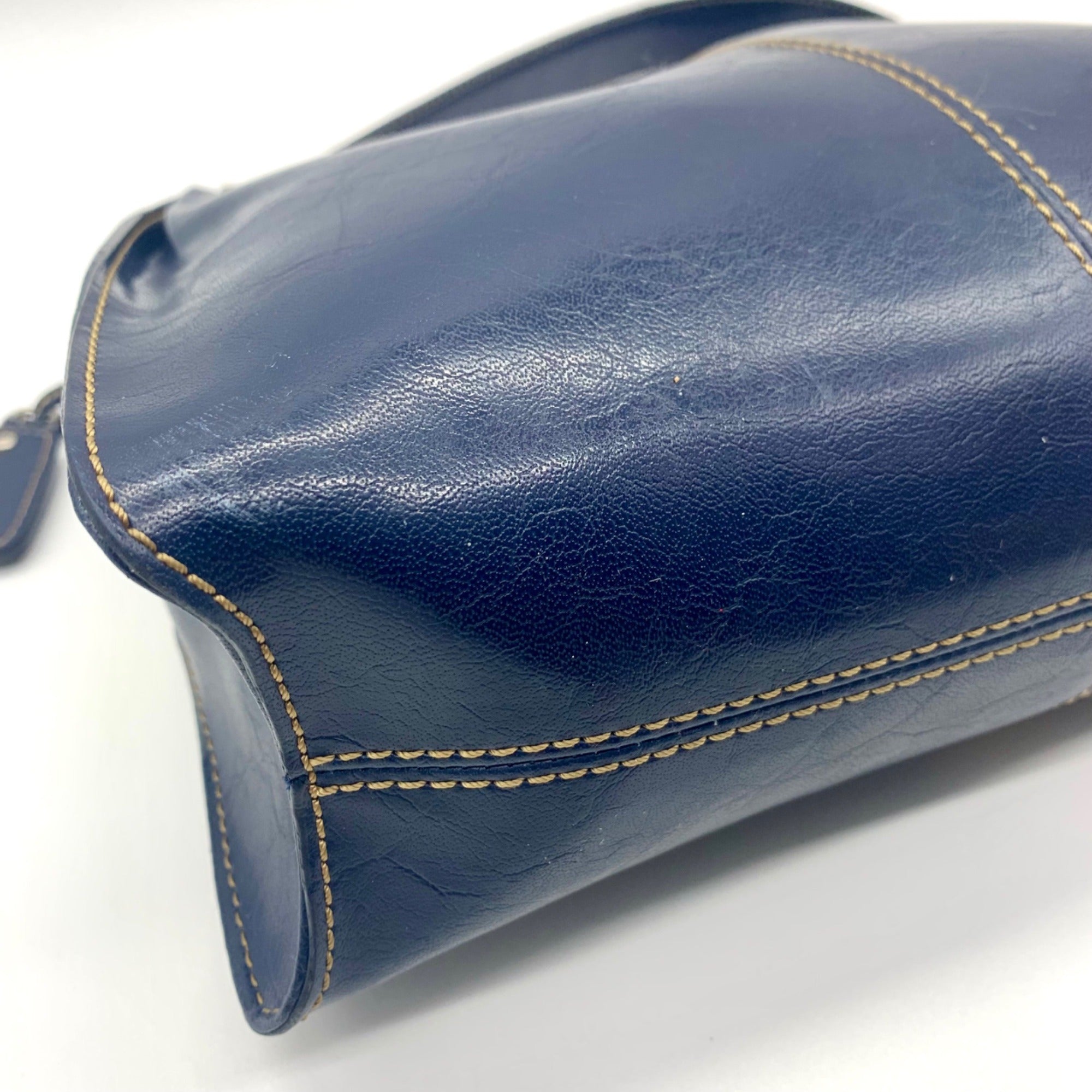 Liz Claiborne Navy Blue Faux Leather Shoulder Bag