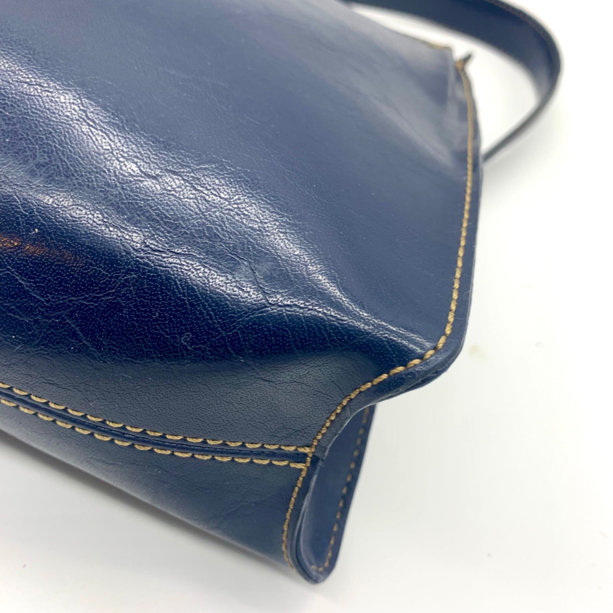 Liz Claiborne Navy Blue Faux Leather Shoulder Bag