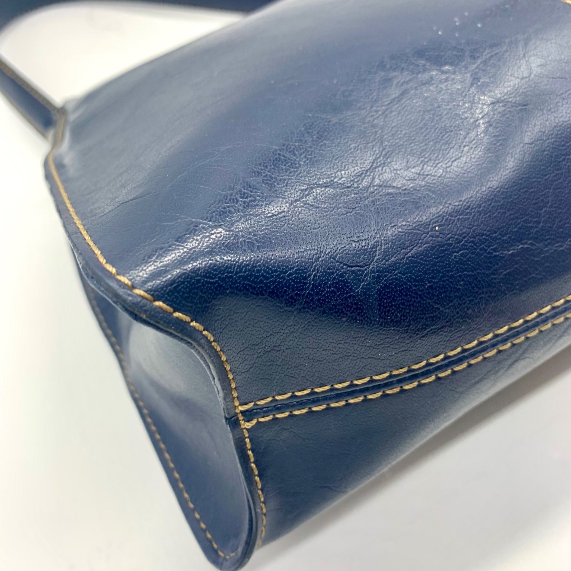 Liz Claiborne Navy Blue Faux Leather Shoulder Bag