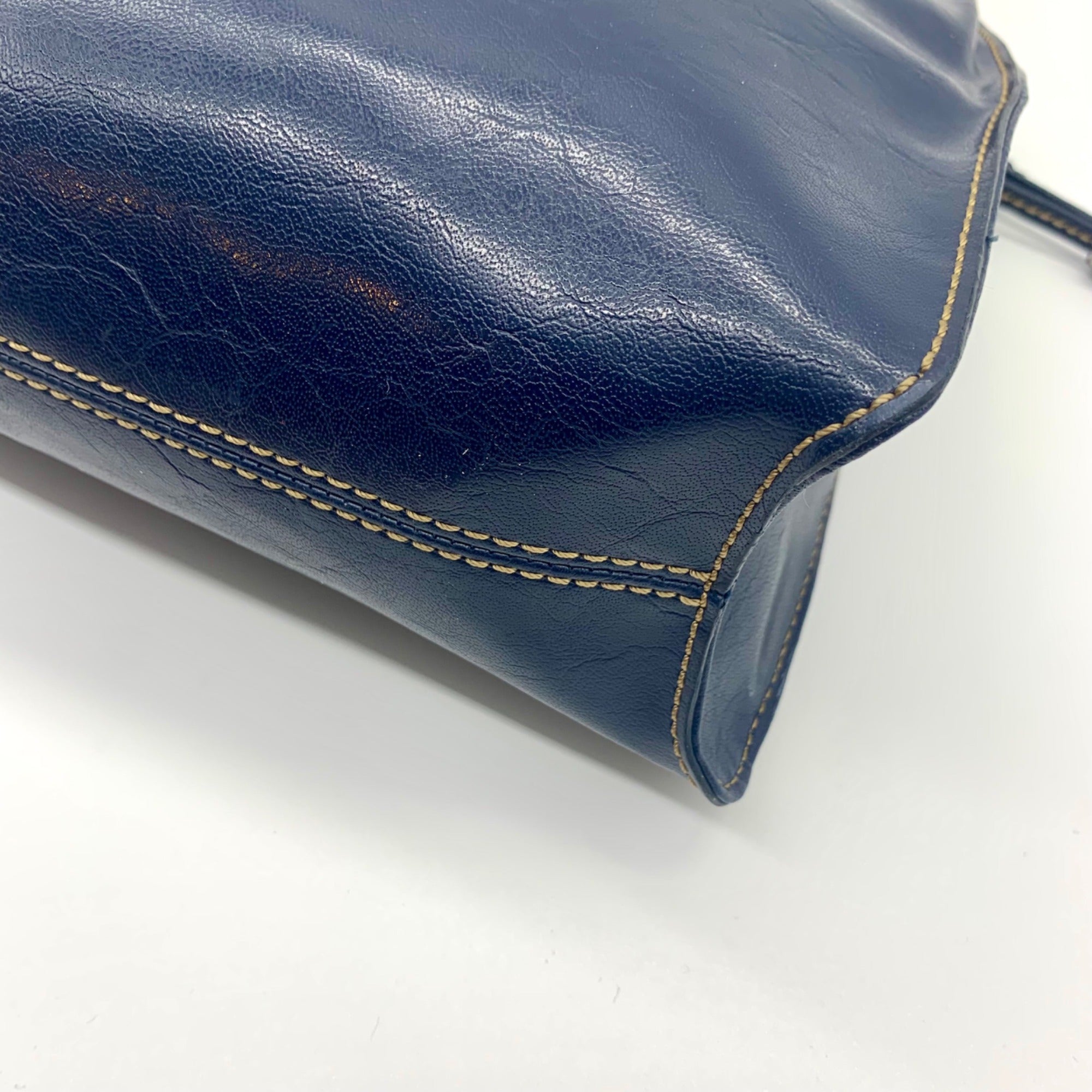 Liz Claiborne Navy Blue Faux Leather Shoulder Bag