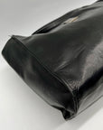 Perlina Black Leather Shoulder Bag