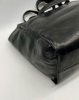 Perlina Black Leather Shoulder Bag