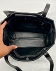 Perlina Black Leather Shoulder Bag