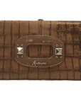 Guess by Marciano Tan Embossed Framed Clutch