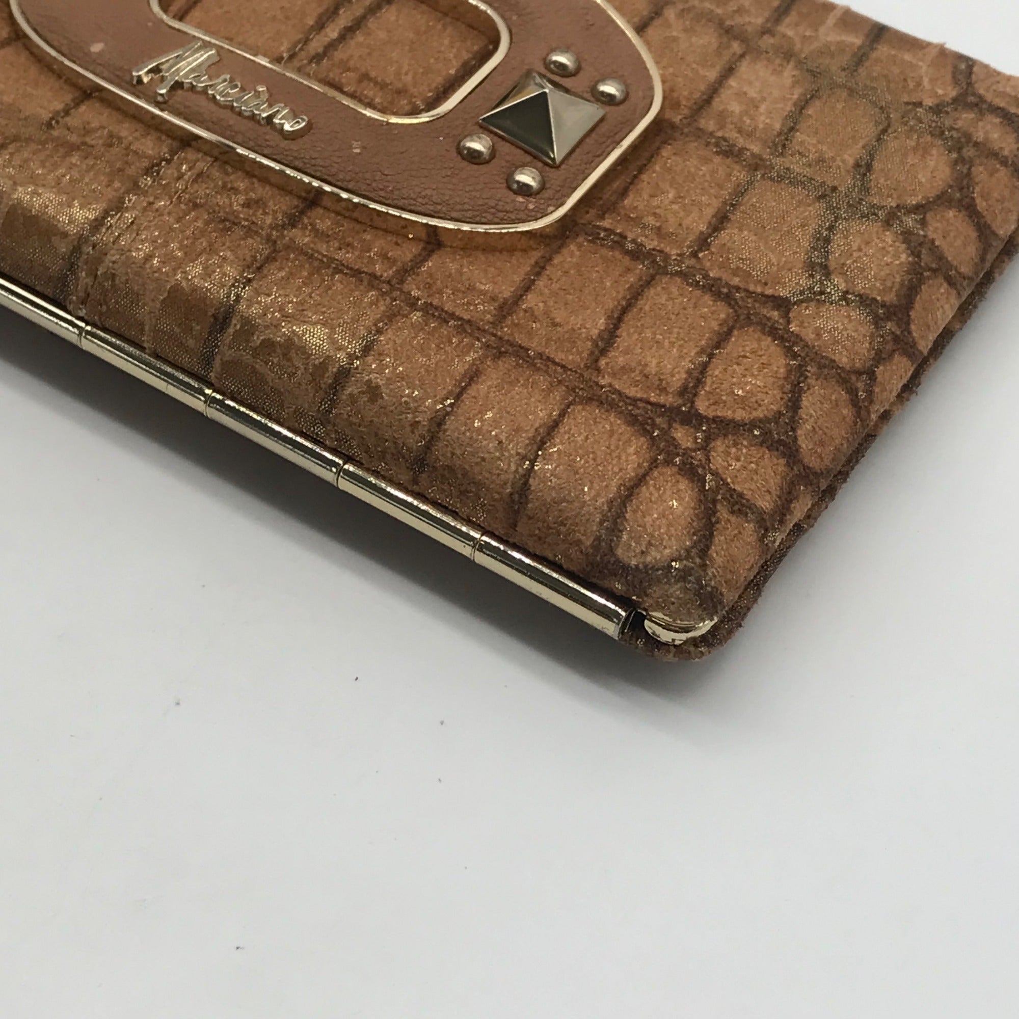 Guess by Marciano Tan Embossed Framed Clutch