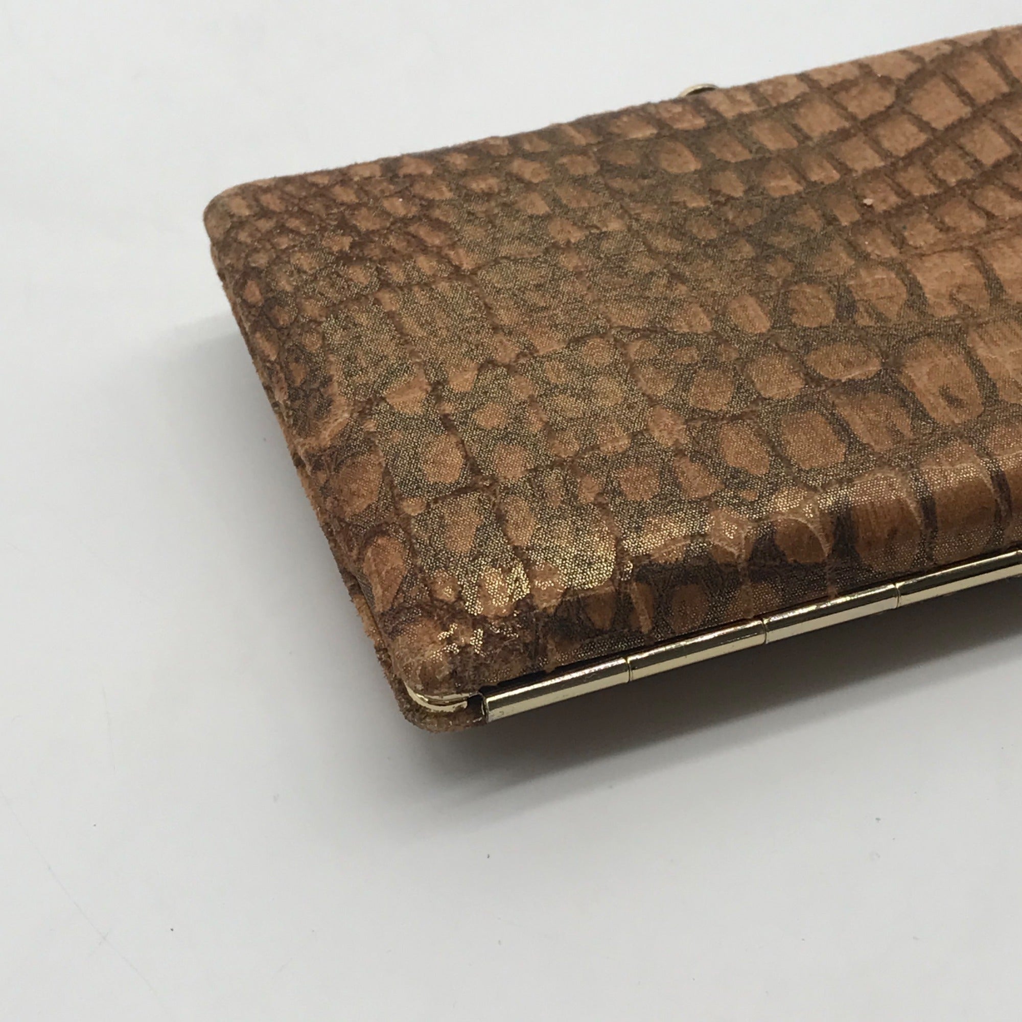 Guess by Marciano Tan Embossed Framed Clutch