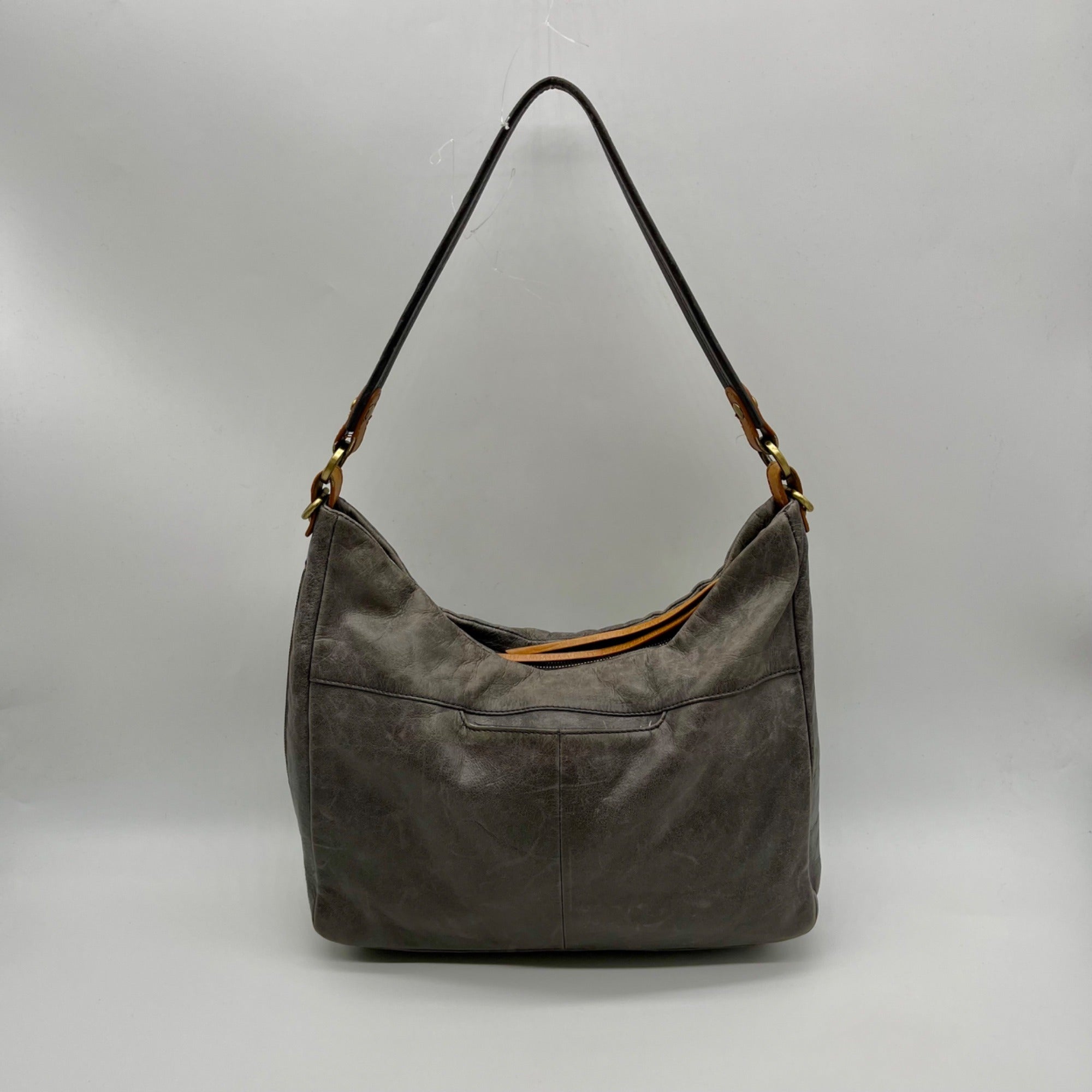 Hobo Grey Leather Shoulder Bag