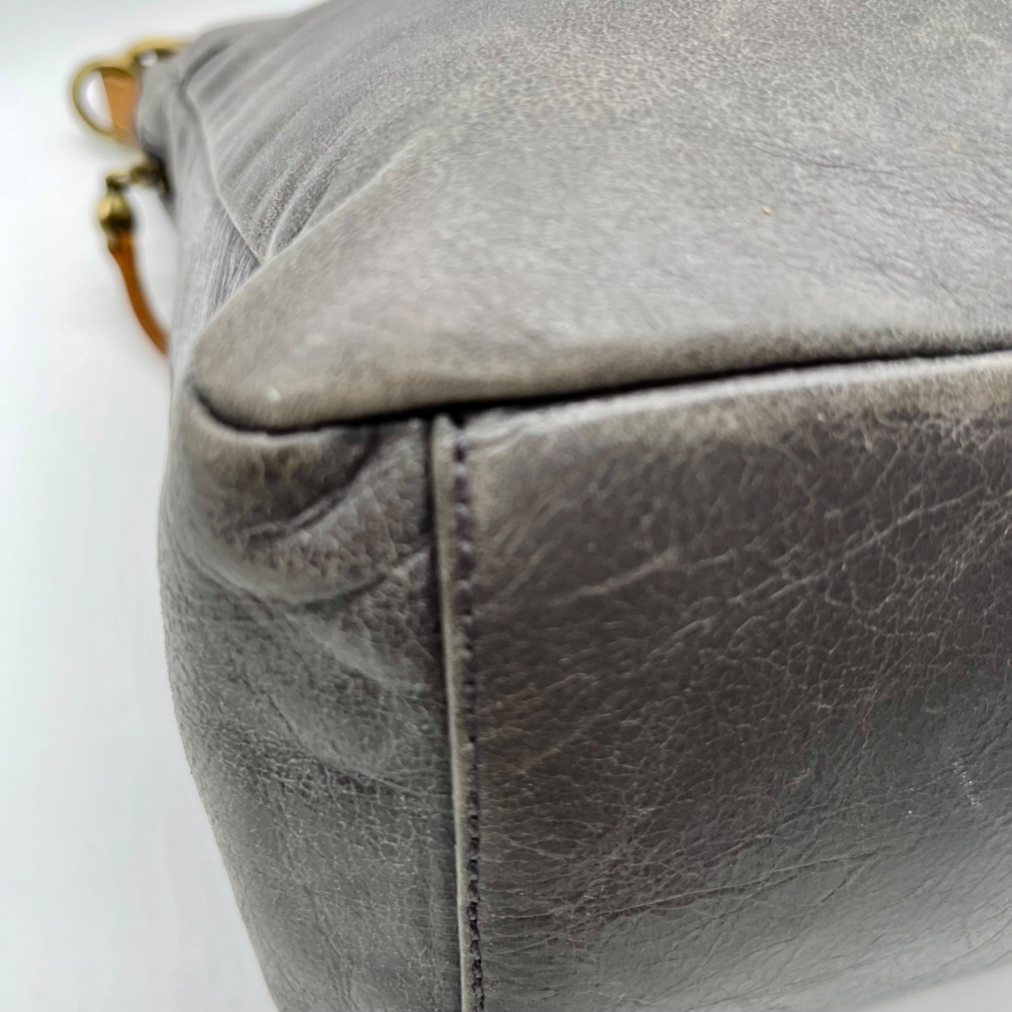 Hobo Grey Leather Shoulder Bag