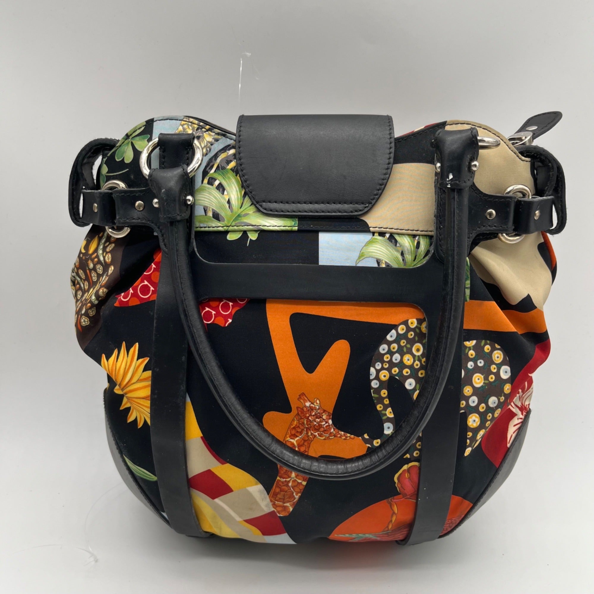 Salvatore Ferragamo Vintage Savannah Animal Print Nylon Shoulder Bag