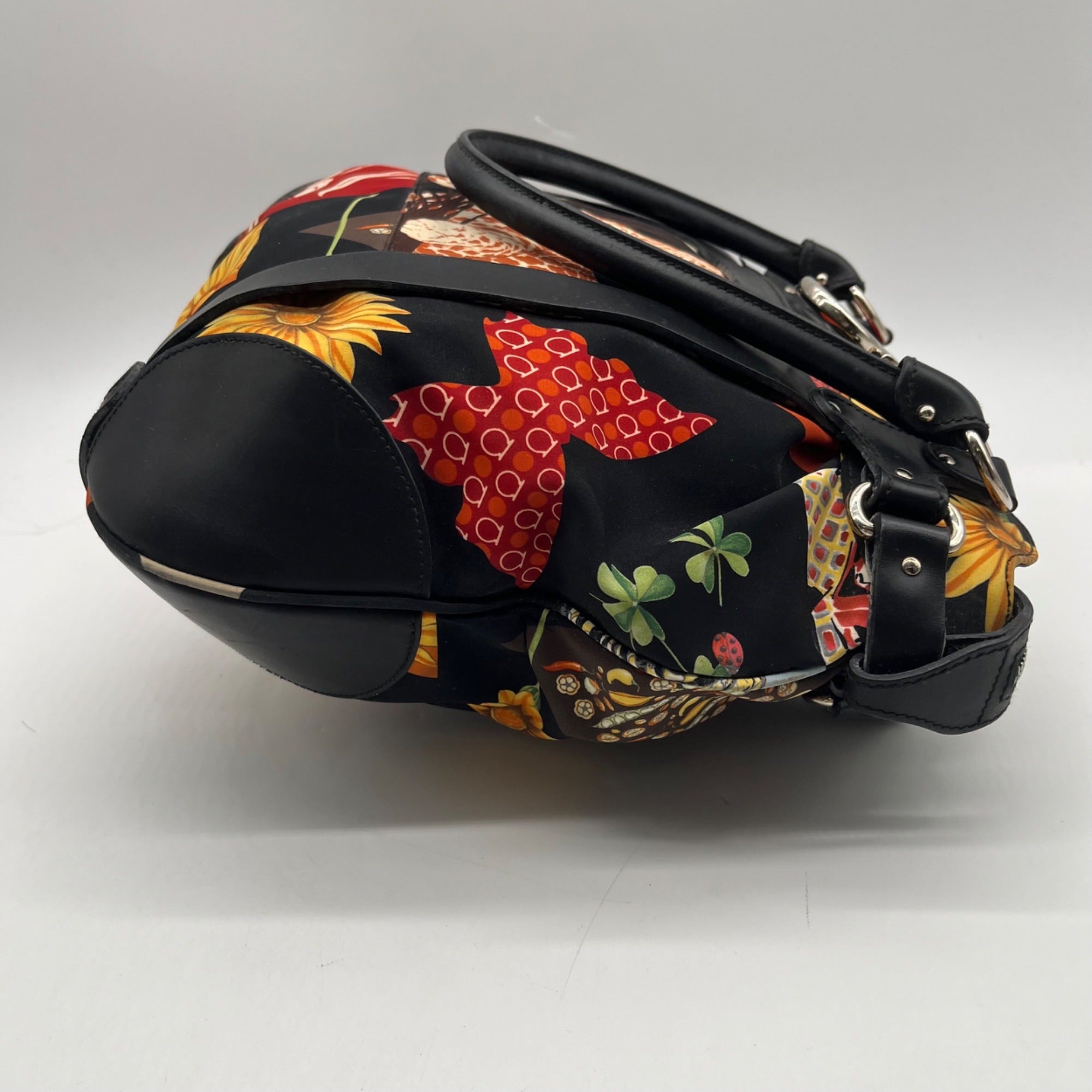 Salvatore Ferragamo Vintage Savannah Animal Print Nylon Shoulder Bag