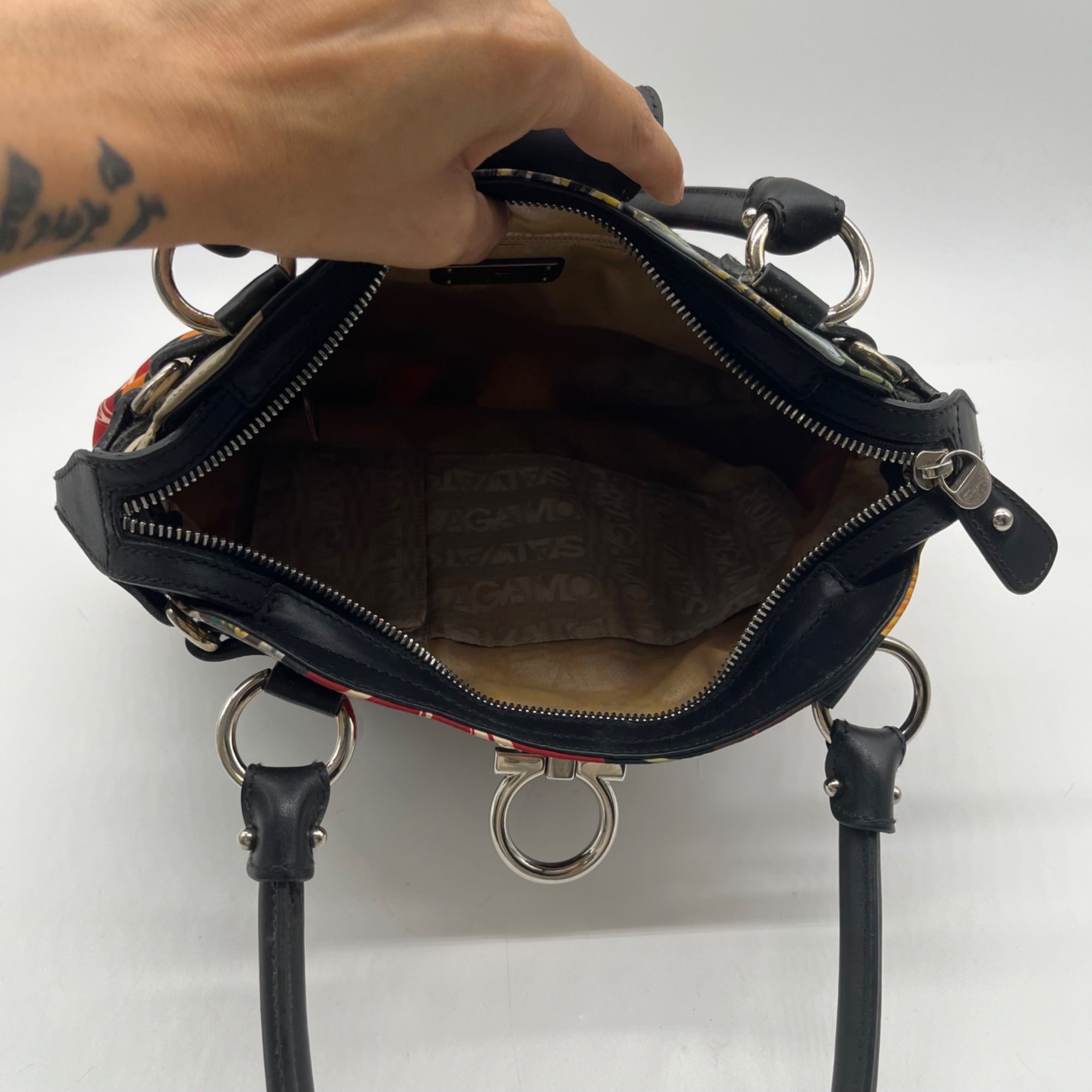 Salvatore Ferragamo Vintage Savannah Animal Print Nylon Shoulder Bag