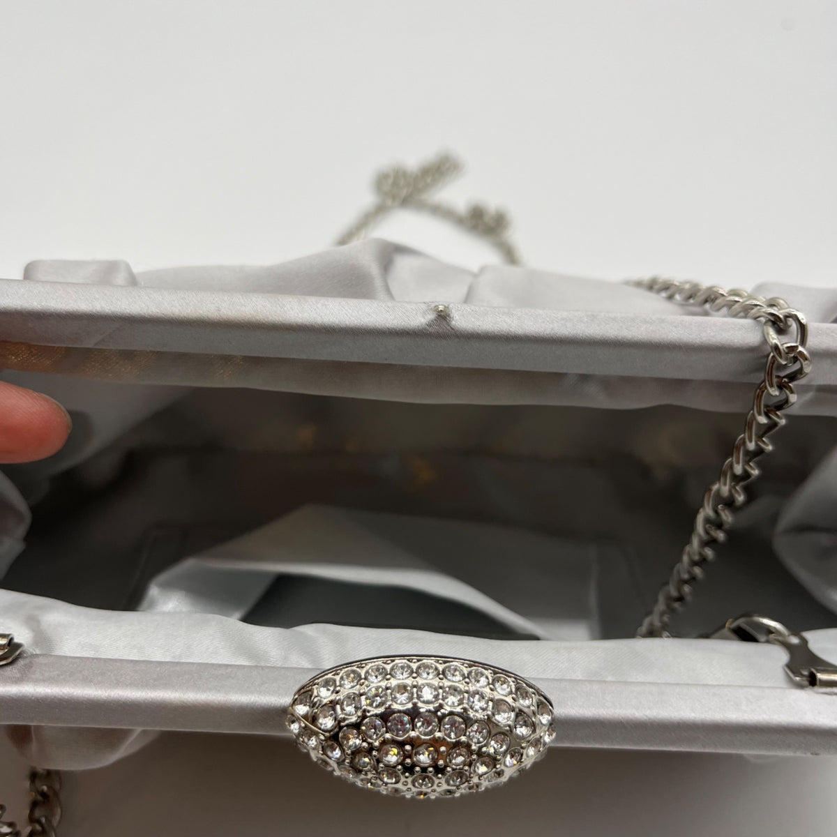 Nina Silver Pleated Satin Clutch