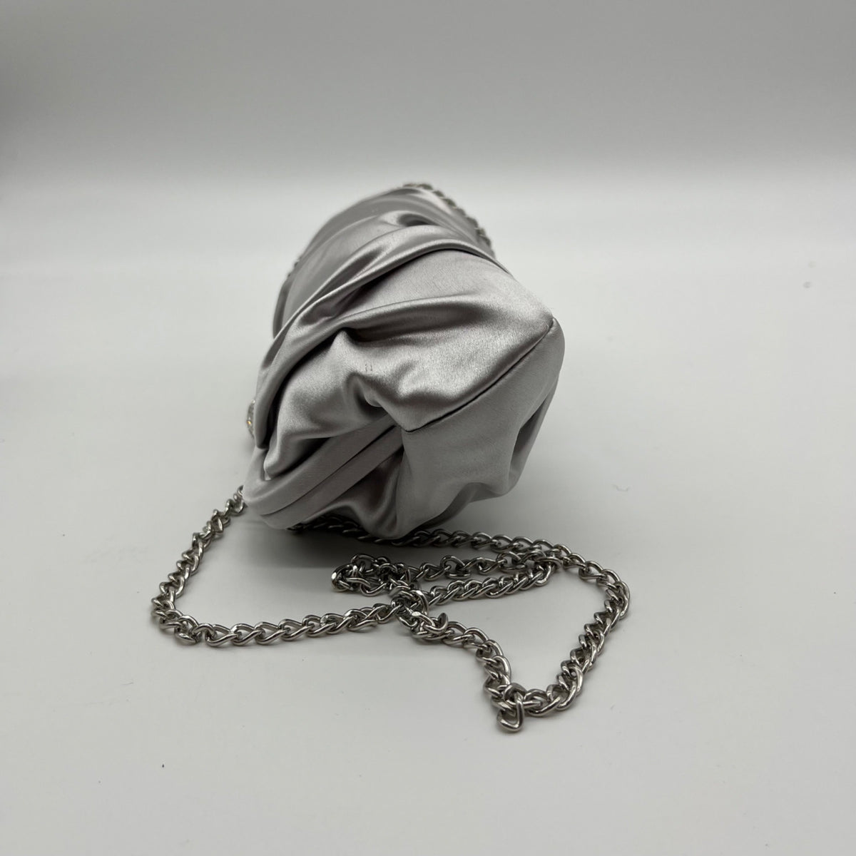 Nina Silver Pleated Satin Clutch