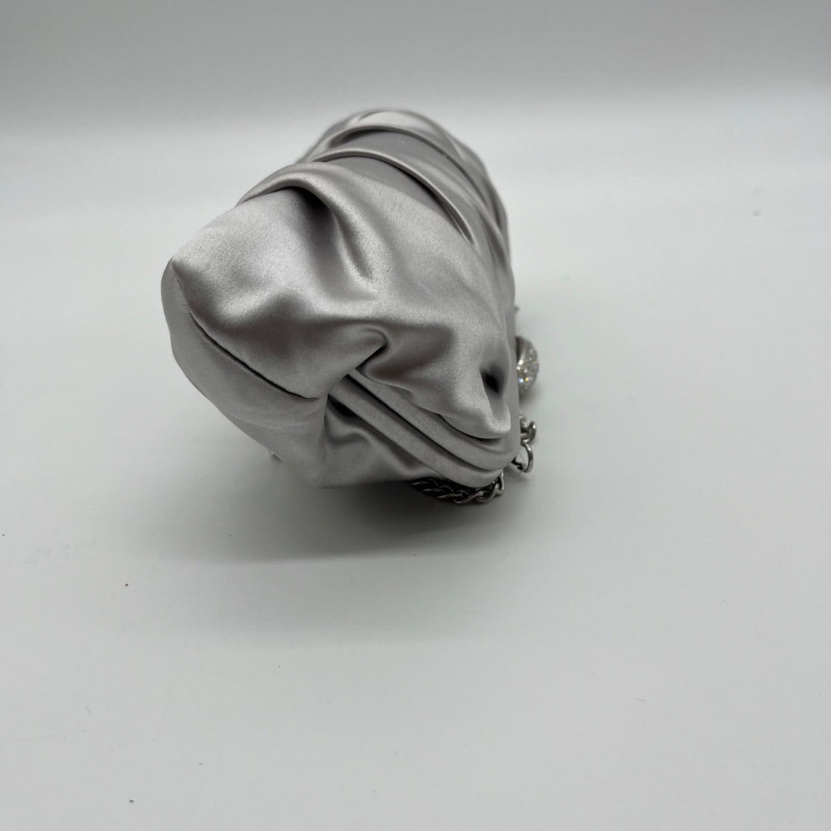 Nina Silver Pleated Satin Clutch