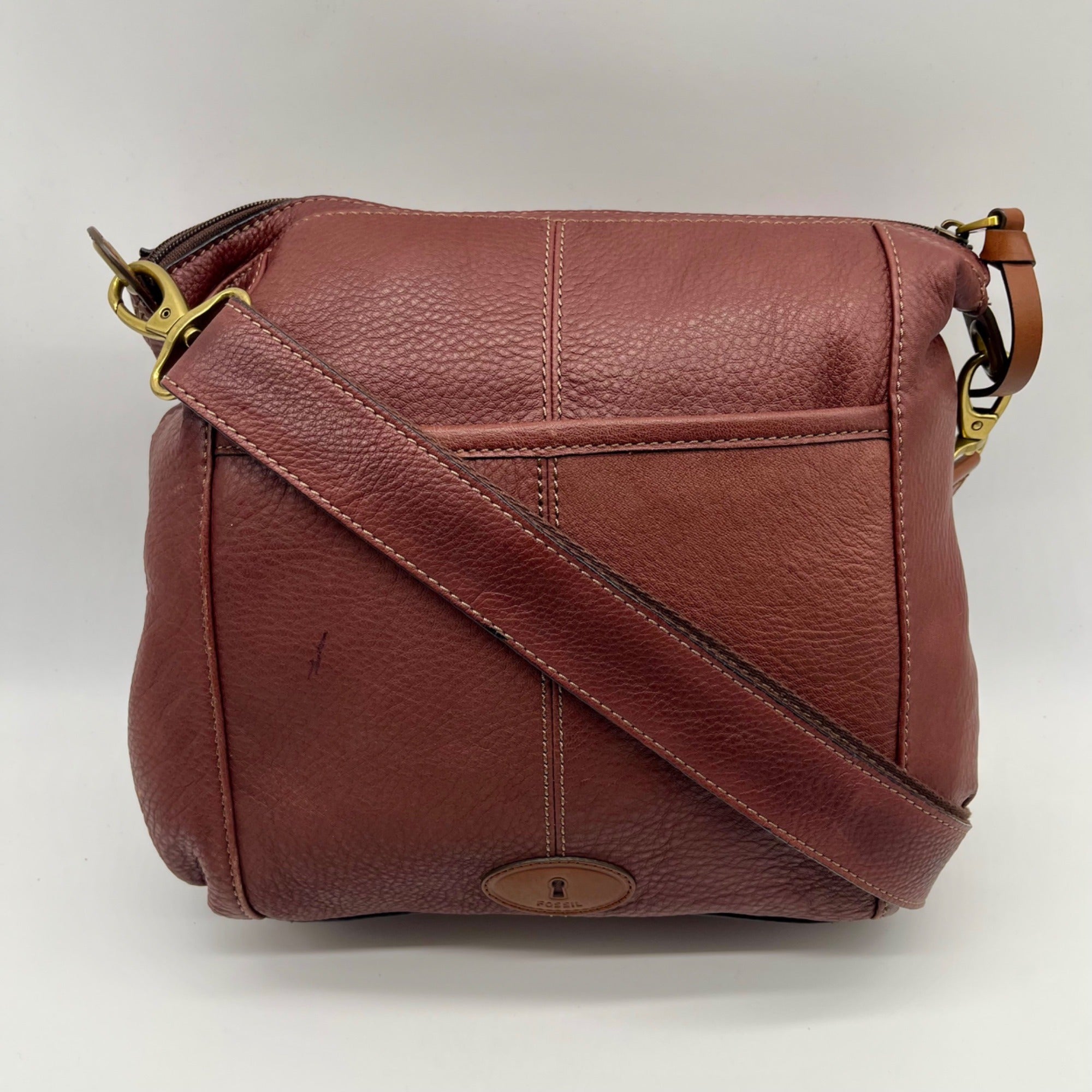 Fossil Brown Pebbled Morgan Travel Shoulder Bag