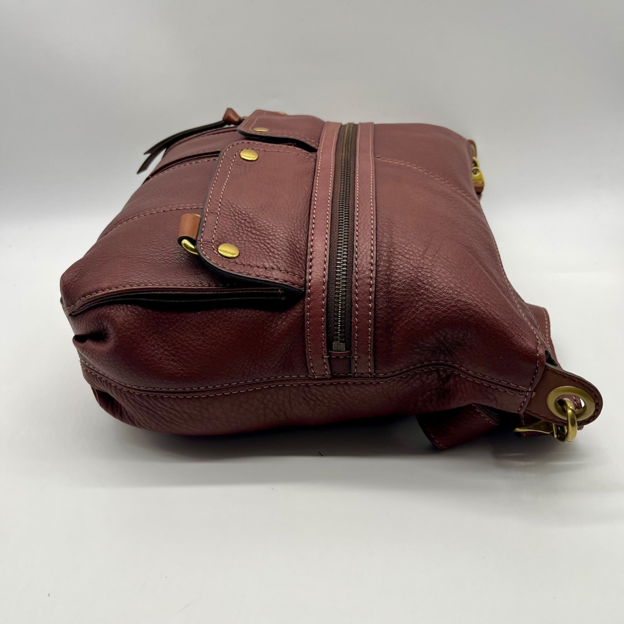 Fossil Brown Pebbled Morgan Travel Shoulder Bag