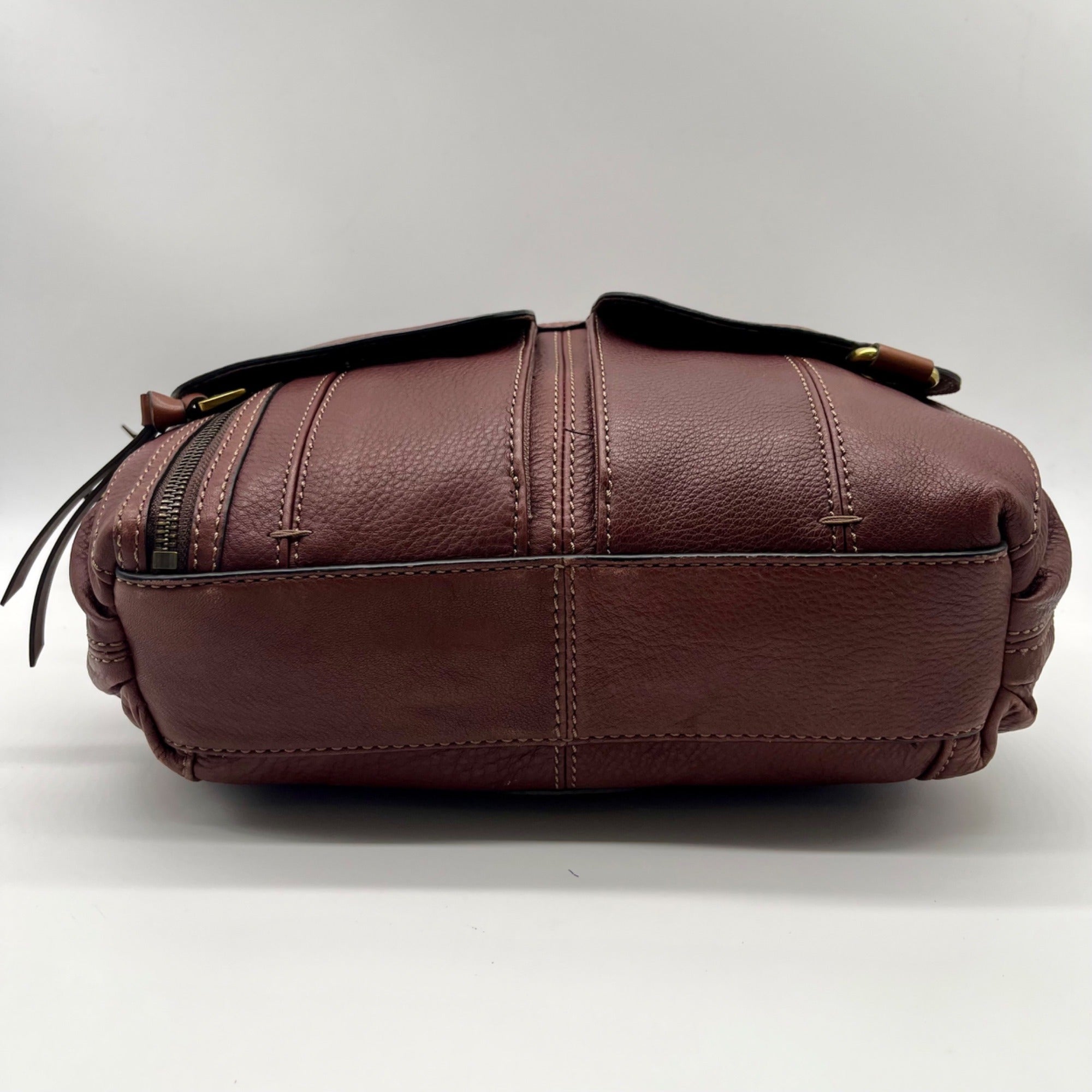 Fossil Brown Pebbled Morgan Travel Shoulder Bag