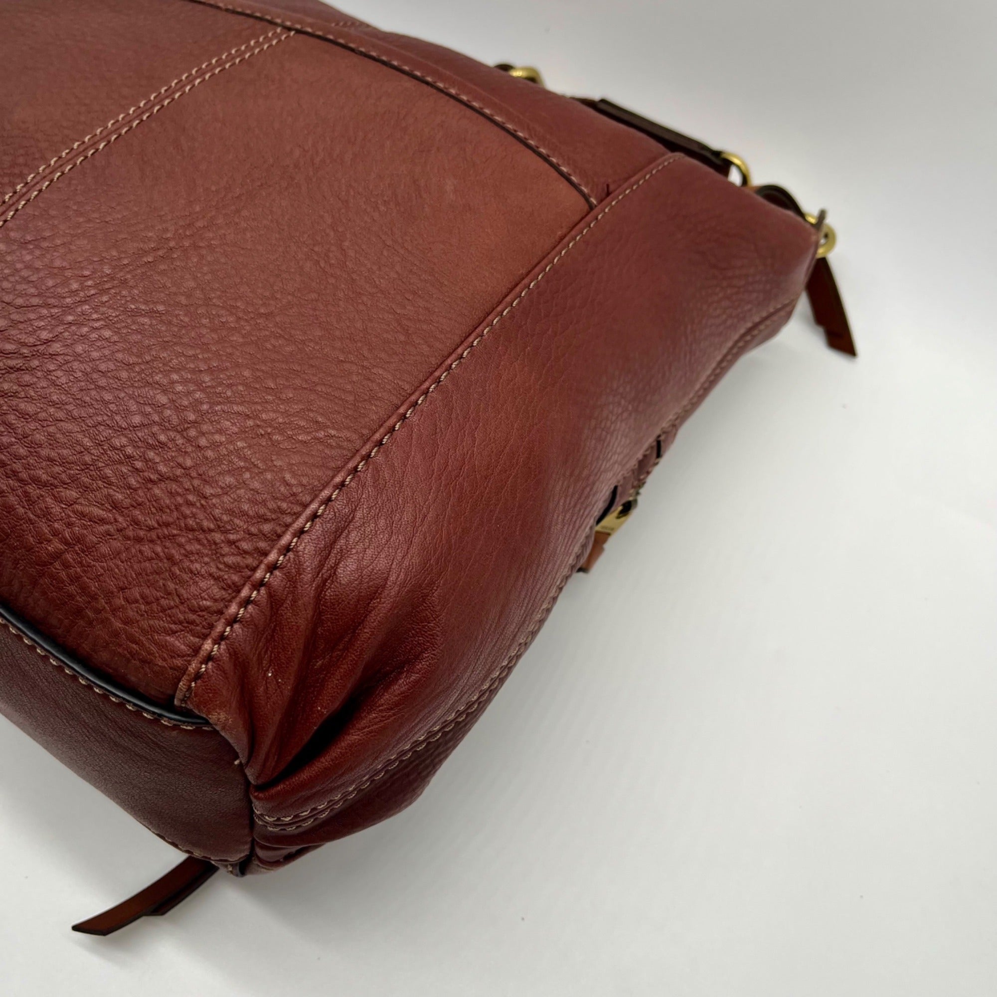 Fossil Brown Pebbled Morgan Travel Shoulder Bag