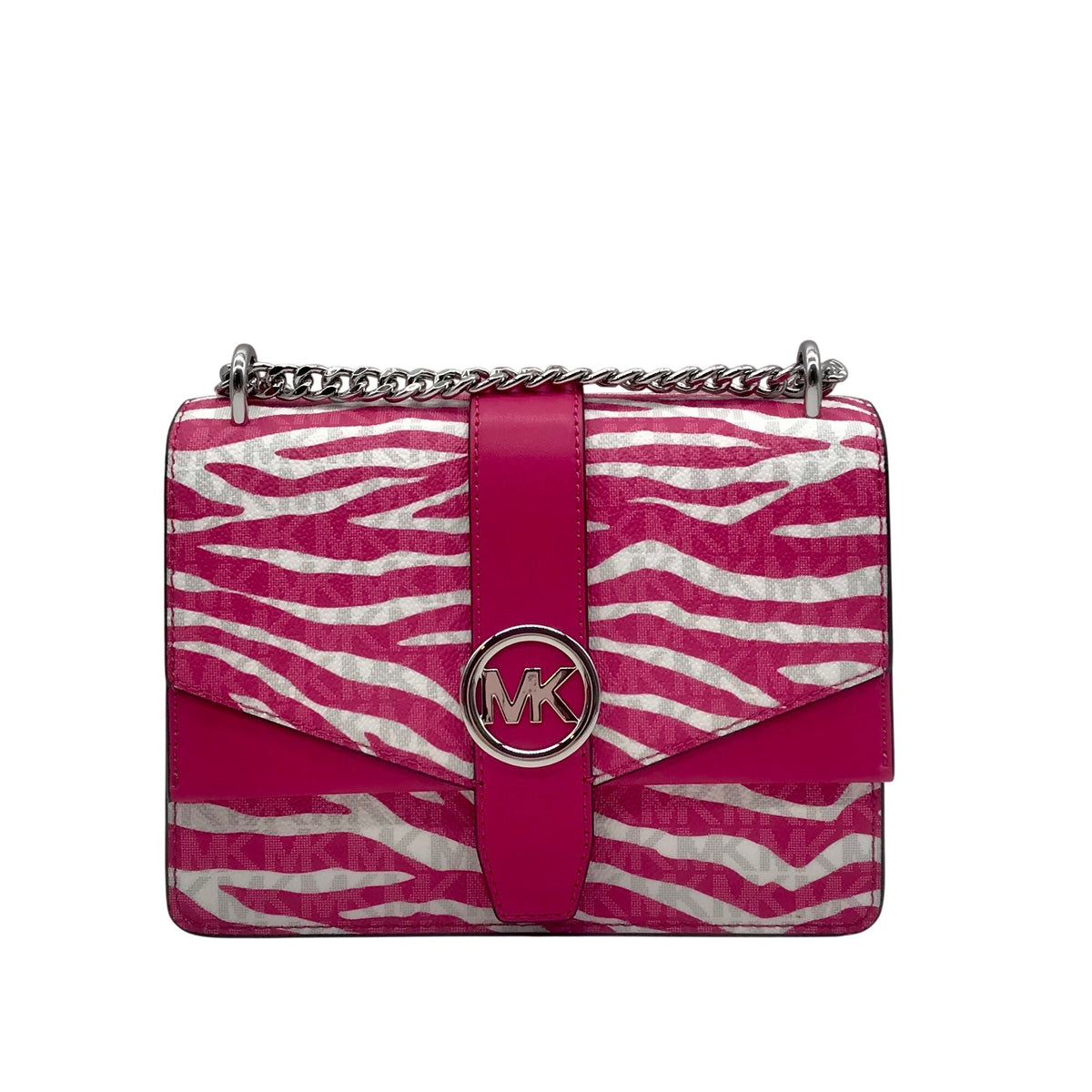 Michael Kors Pink And White Zebra Print Crossbody Bag