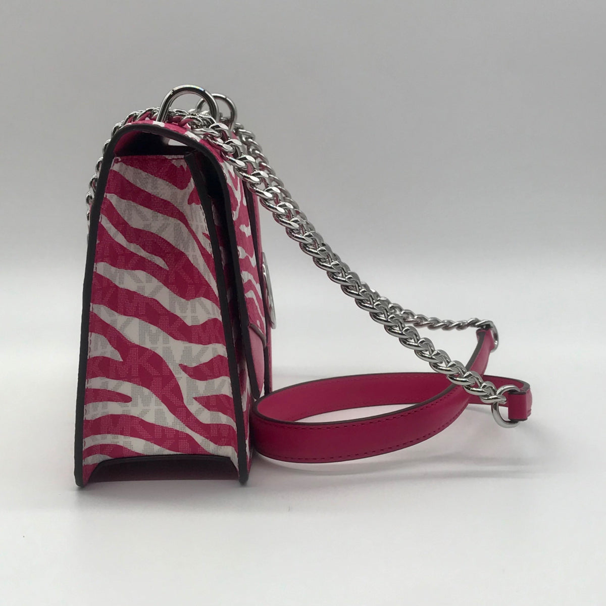 Michael Kors Pink And White Zebra Print Crossbody Bag