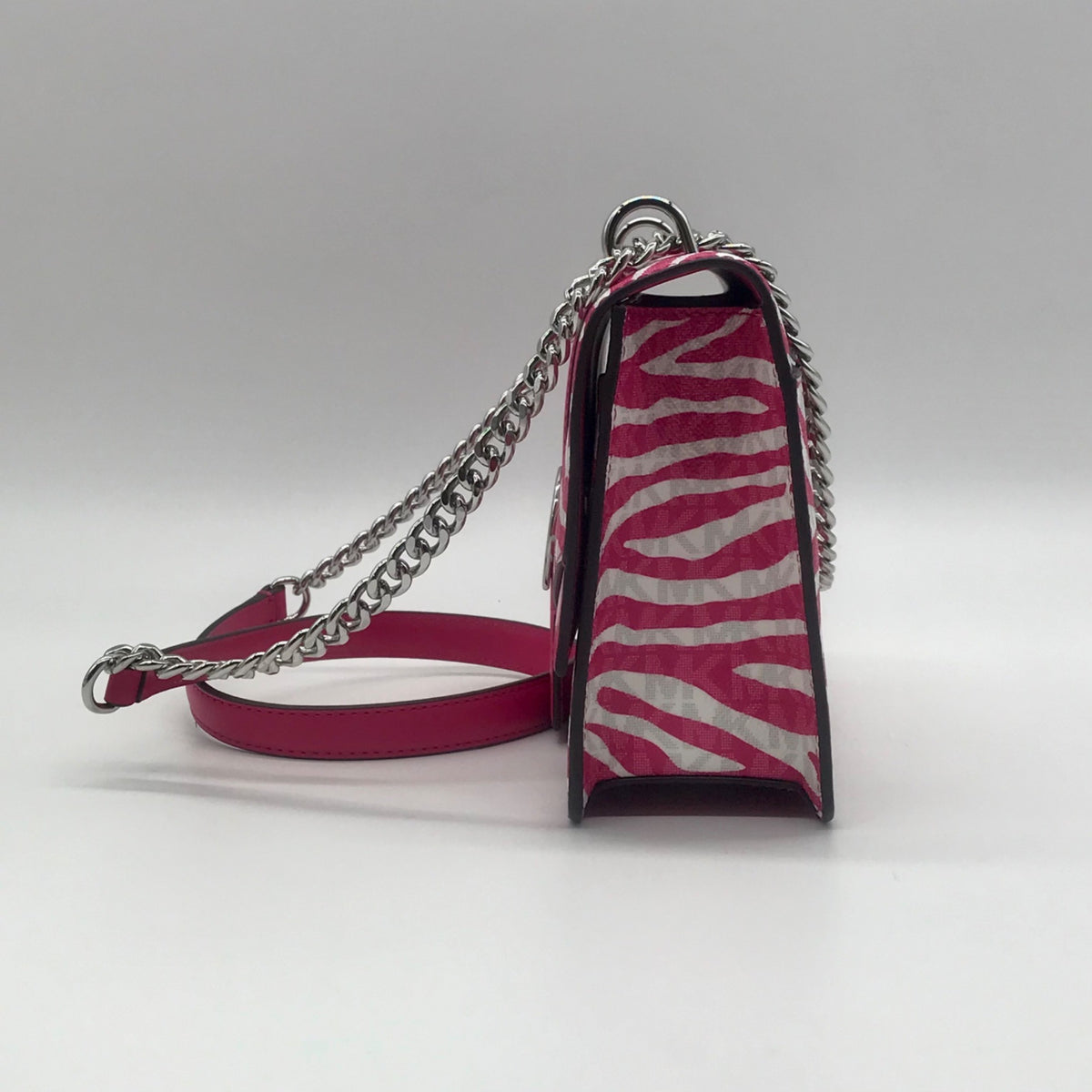 Michael Kors Pink And White Zebra Print Crossbody Bag