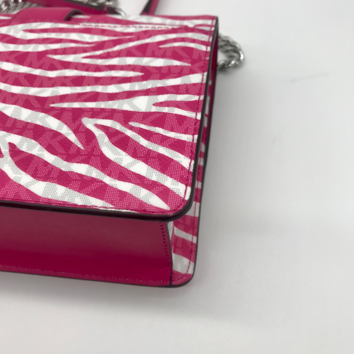Michael Kors Pink And White Zebra Print Crossbody Bag
