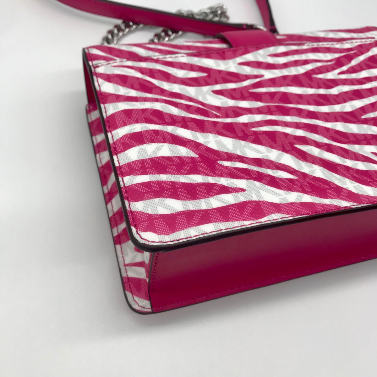 Michael Kors Pink And White Zebra Print Crossbody Bag