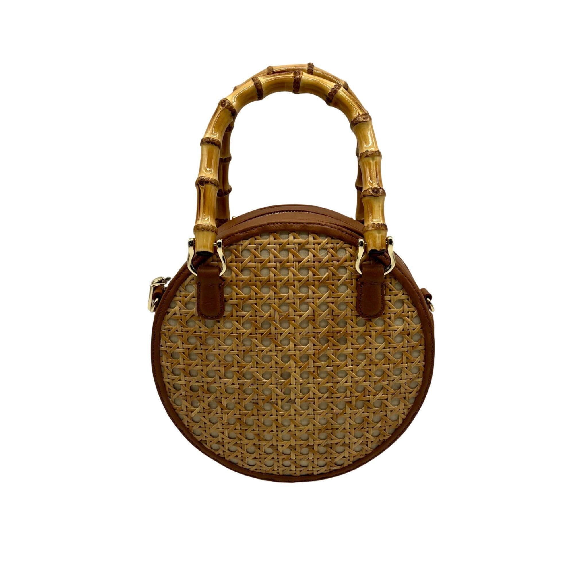 Talbots Tan And Brown Woven Rattan Handbag