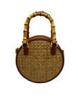 Talbots Tan And Brown Woven Rattan Handbag