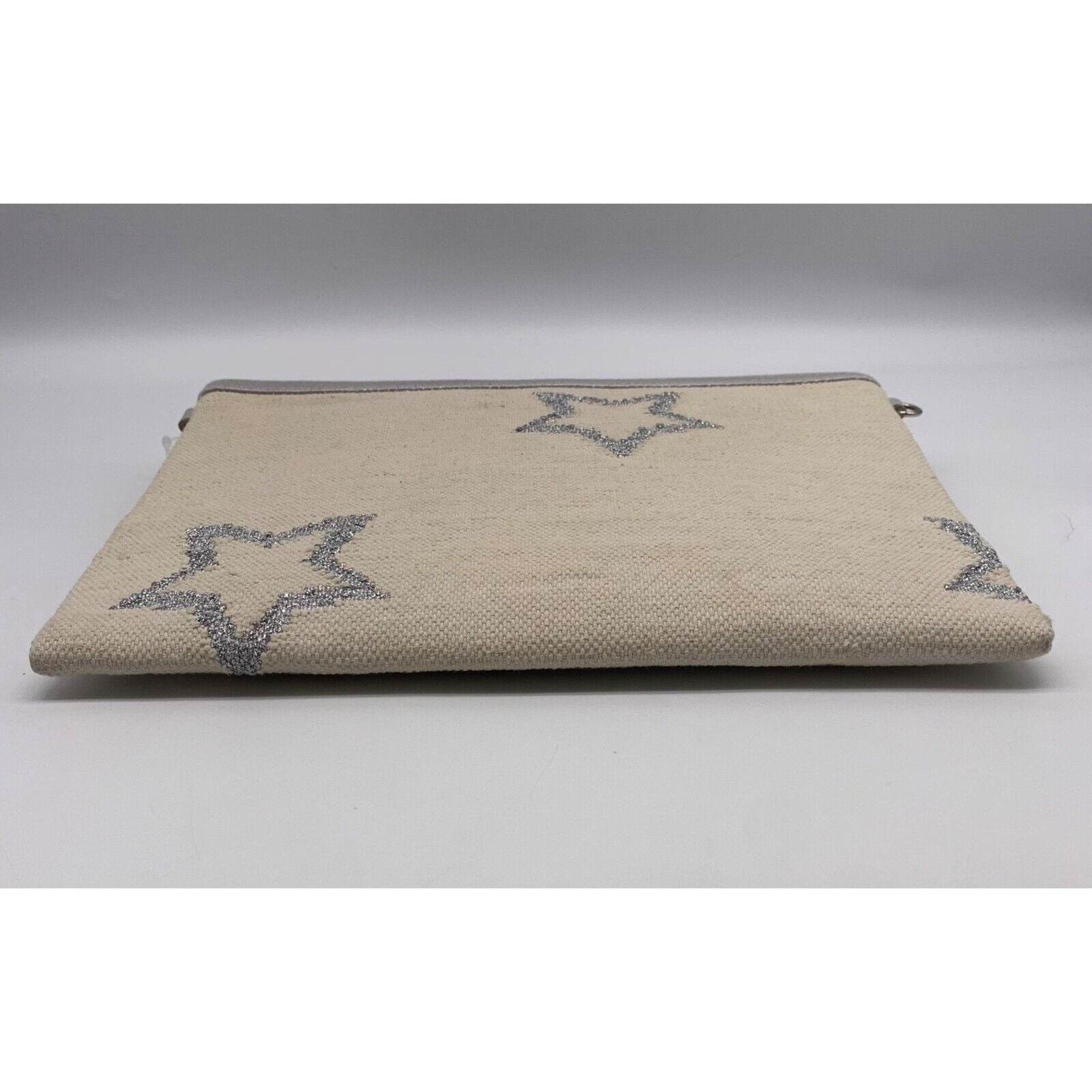 WKND WYFR Ivory Canvas and Silver Star Convertible Clutch