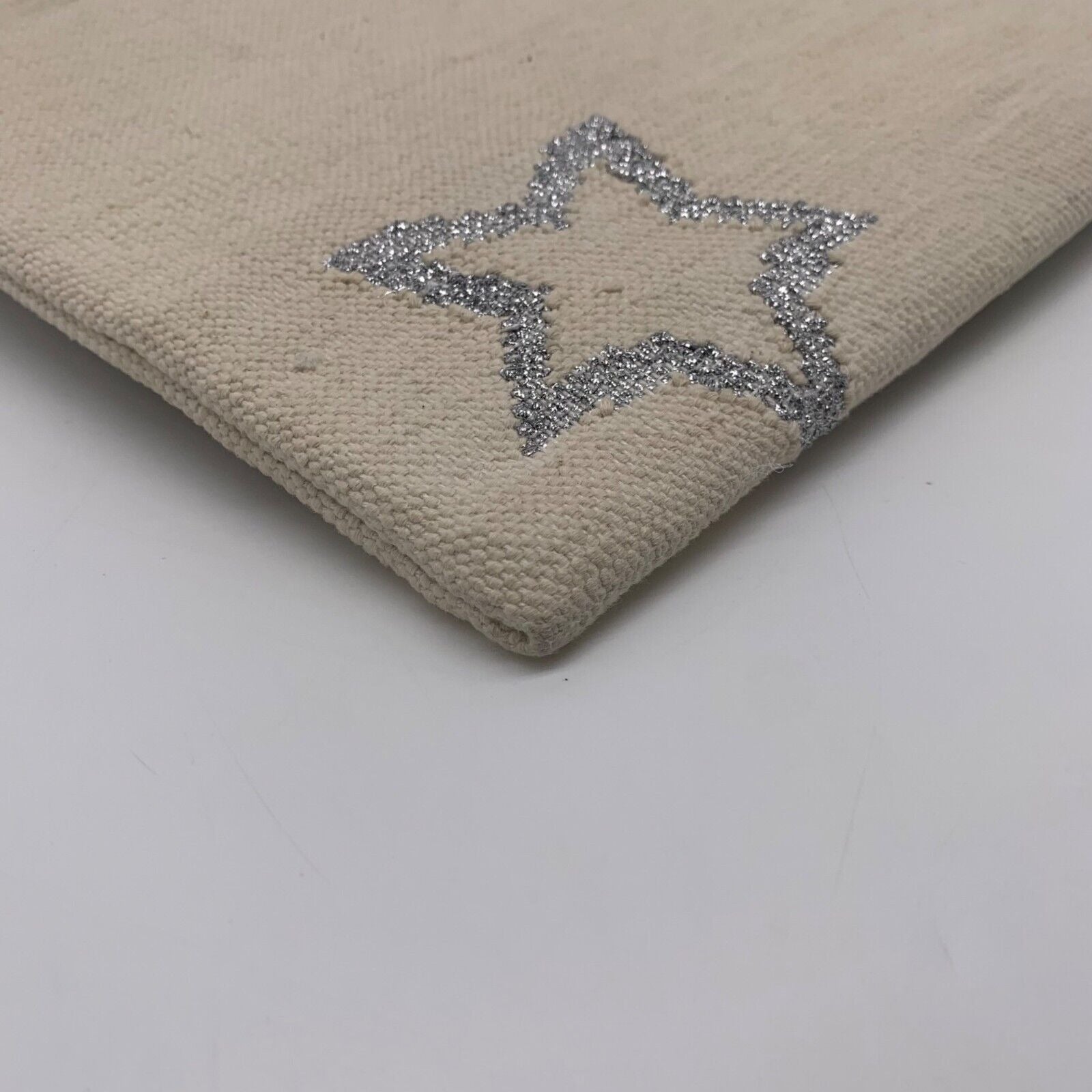 WKND WYFR Ivory Canvas and Silver Star Convertible Clutch