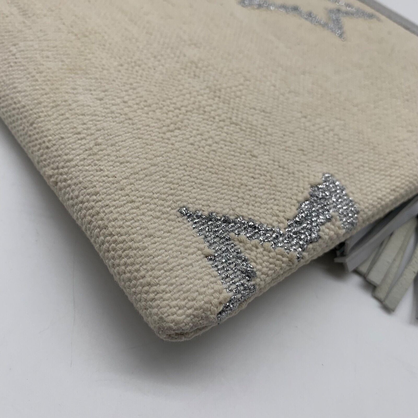 WKND WYFR Ivory Canvas and Silver Star Convertible Clutch