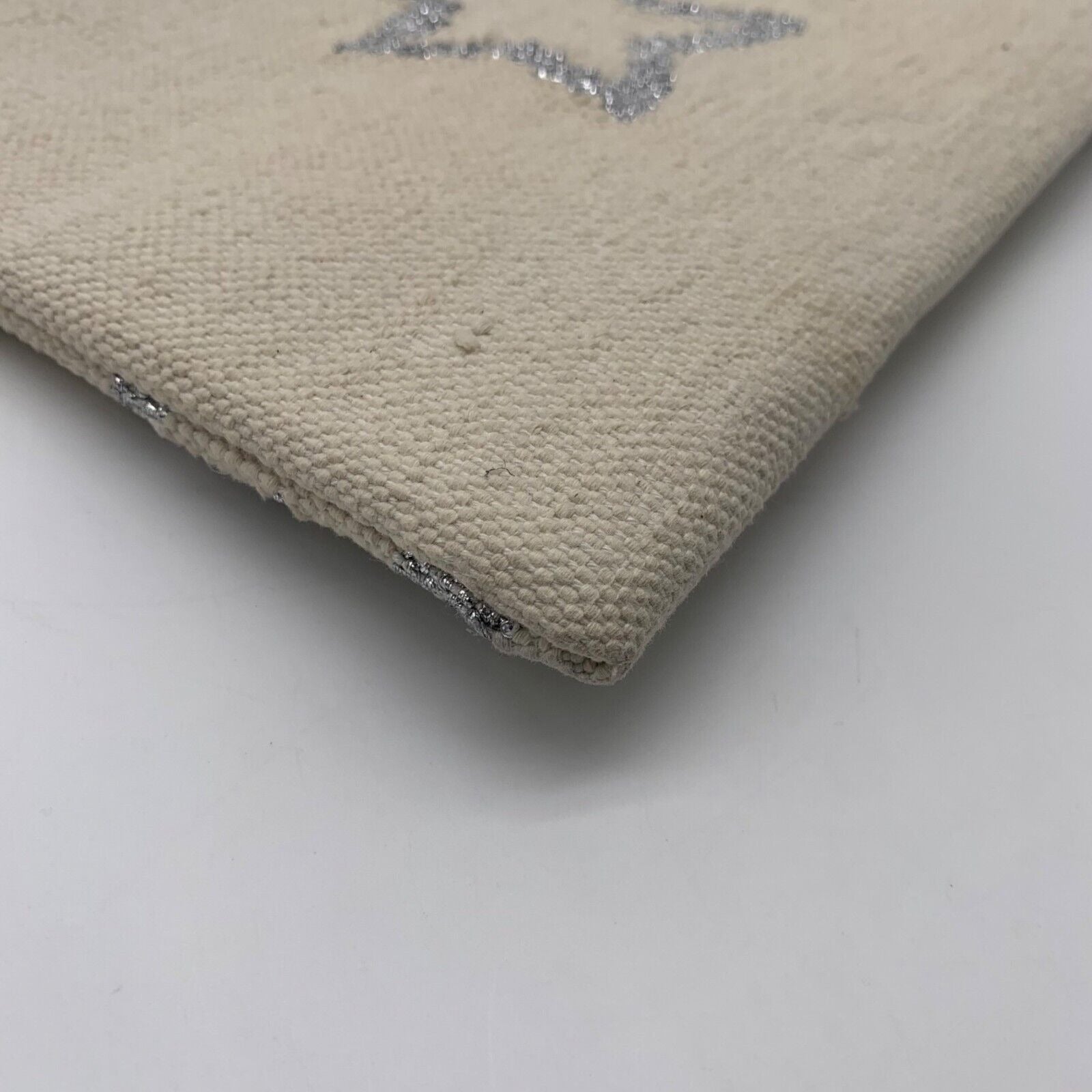WKND WYFR Ivory Canvas and Silver Star Convertible Clutch