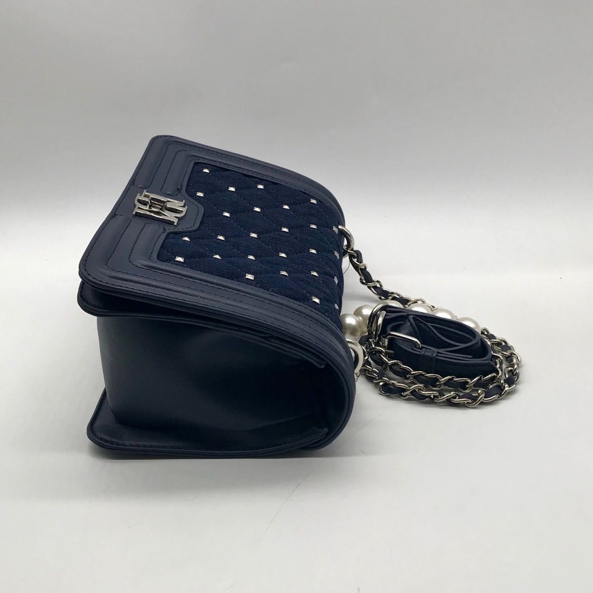 Badgley Mischka Blue Denim Studded Crossbody Bag