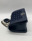 Badgley Mischka Blue Denim Studded Crossbody Bag