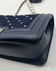 Badgley Mischka Blue Denim Studded Crossbody Bag