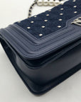 Badgley Mischka Blue Denim Studded Crossbody Bag