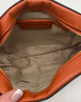 Michael Kors Burnt Orange Leather Floral Applique Crossbody Bag