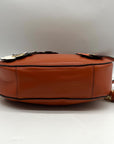 Michael Kors Burnt Orange Leather Floral Applique Crossbody Bag