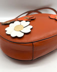 Michael Kors Burnt Orange Leather Floral Applique Crossbody Bag