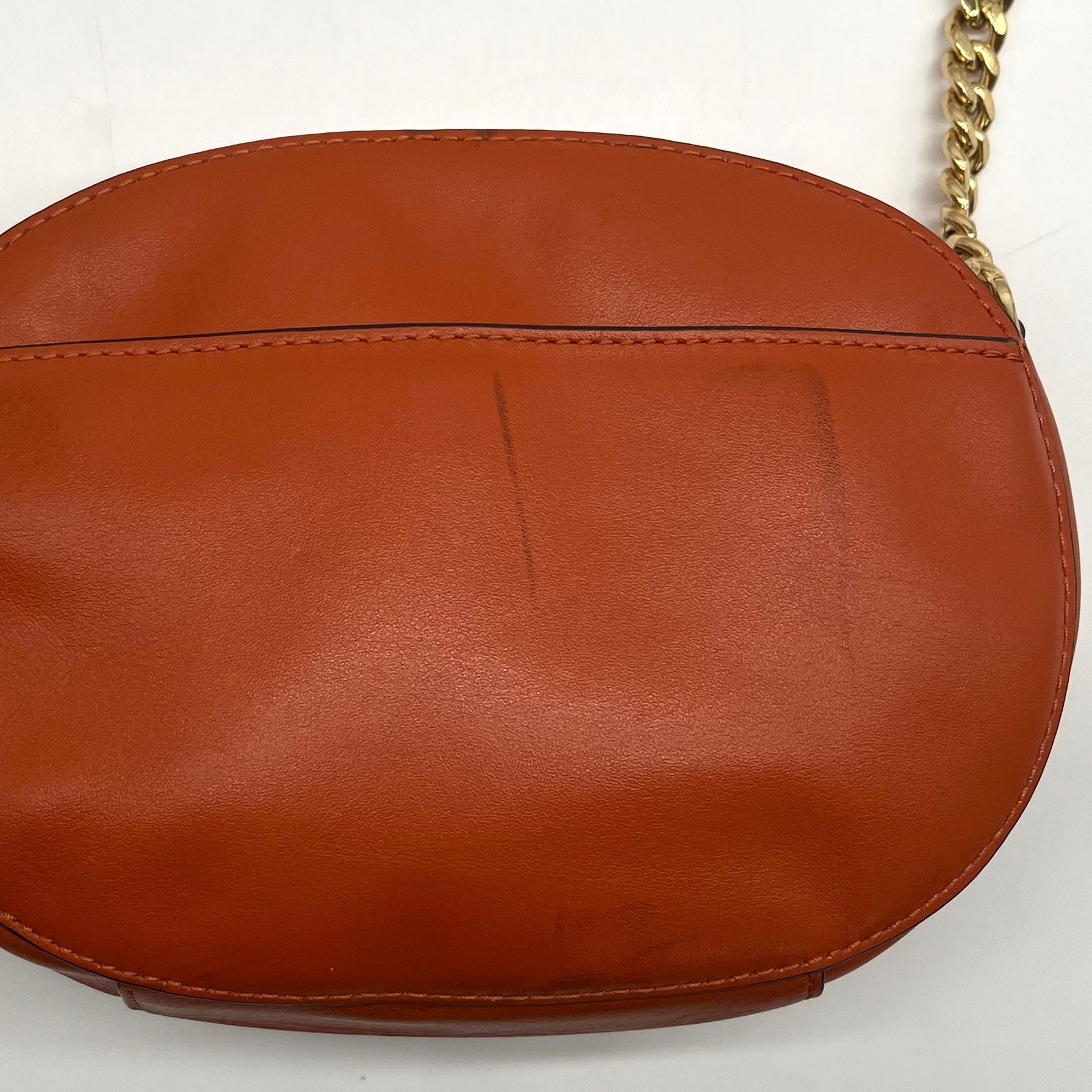 Michael Kors Burnt Orange Leather Floral Applique Crossbody Bag