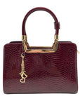 The Danbury Mint Burgundy Snake Embossed Leather Satchel Bag