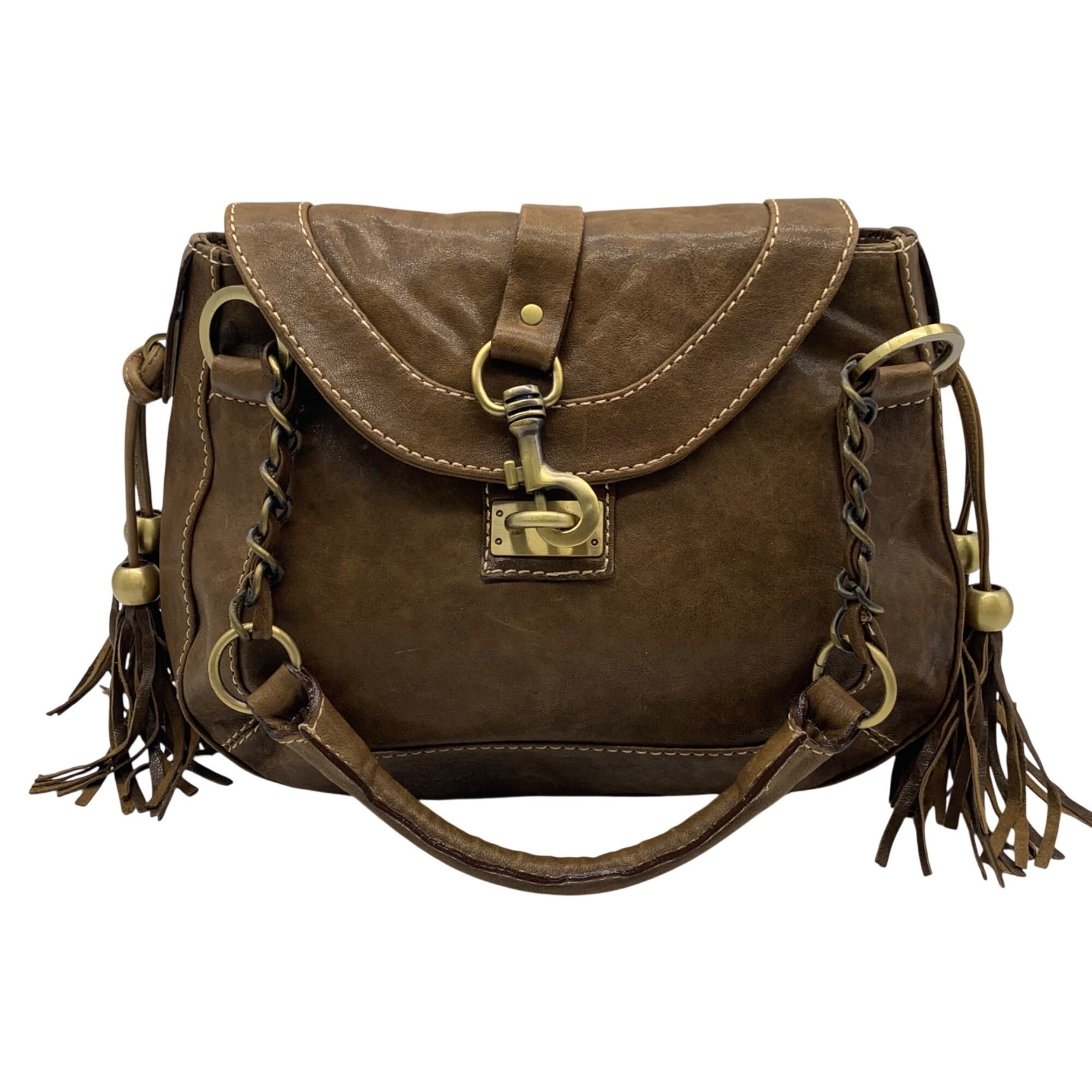 The Real McCoy Brown And Brass Studded Hobo Shoulder Bag