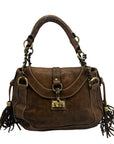 The Real Mccoy Brown Distressed Leather Shoulder Bag