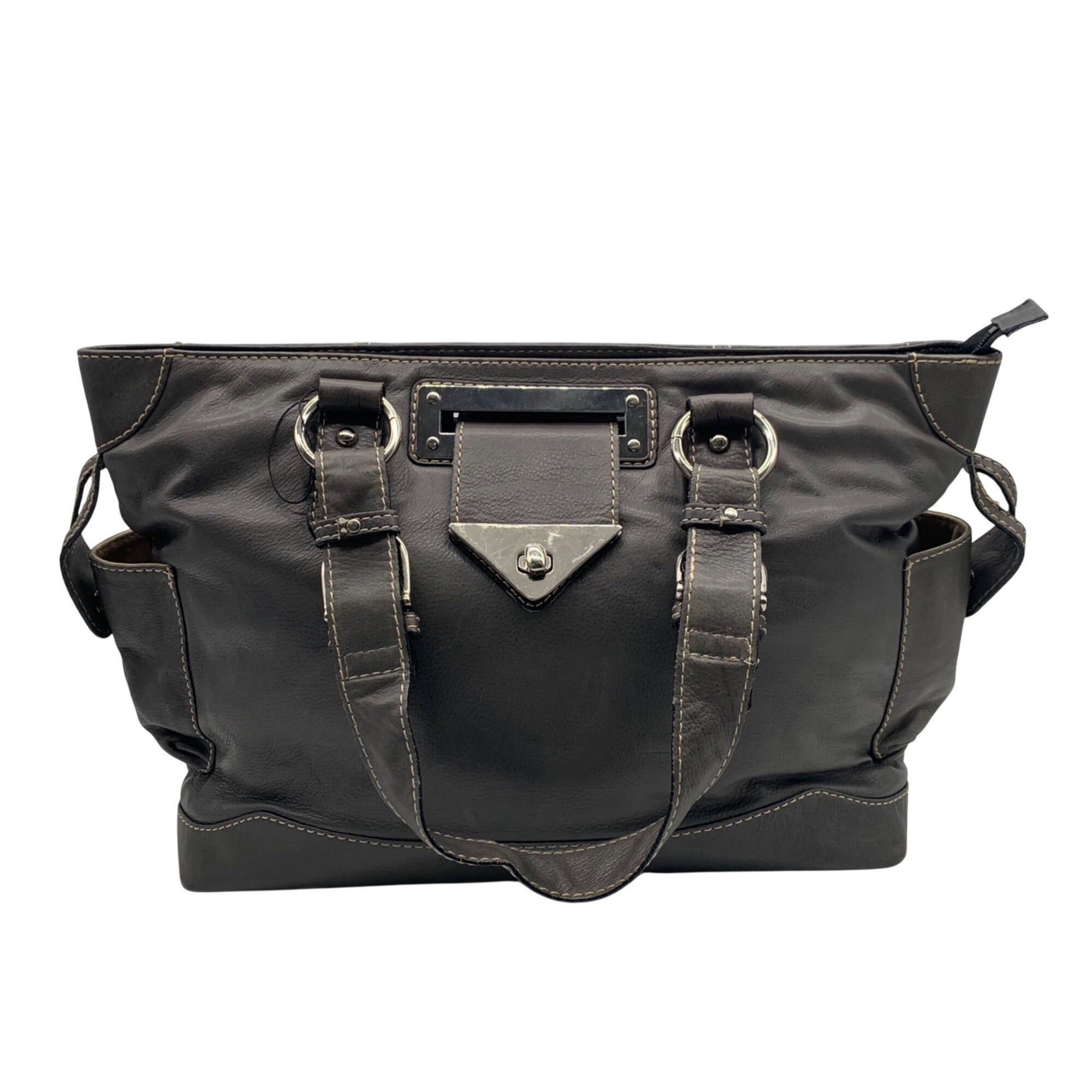 The Real Mccoy Gray Pebbled Leather Tote Bag
